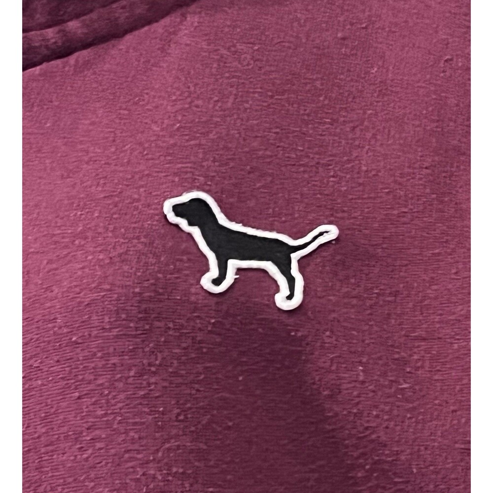 PINK Victorias Secret Graphic Spell out 1/4 Zip Pullover Womens M Burgundy Red - Picture 4 of 9